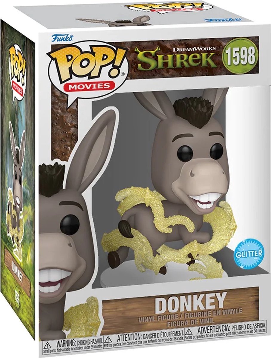 Funko pop film: shrek - æsel 'glitter' pop #1598