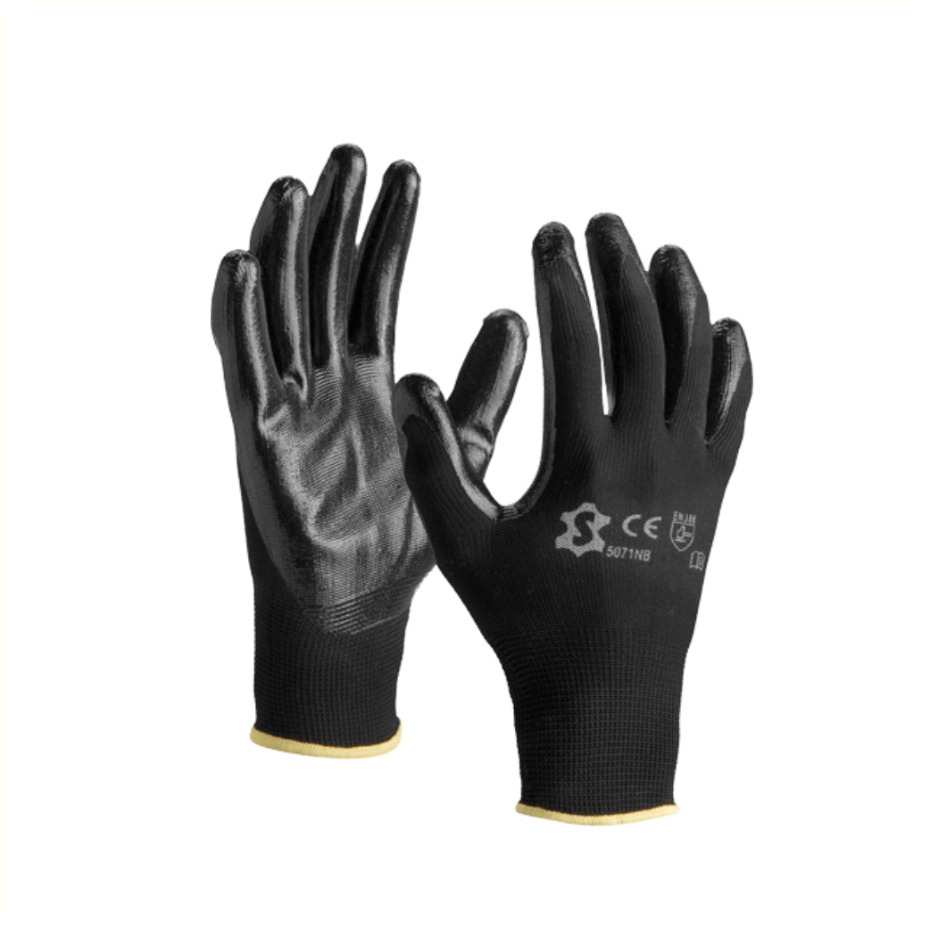 Handsker nitril polyester størrelse 8 l