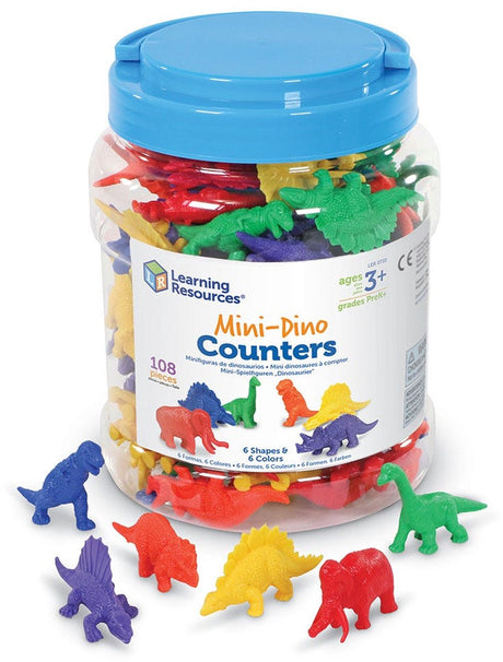 Læringsressourcer mini dino-tællere (sæt med 108) - 1+