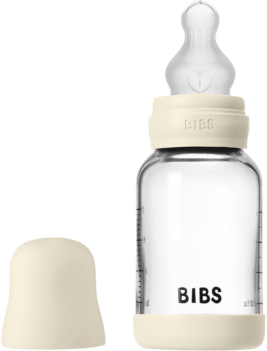Hagesmækflaske - langsom flow - 120 ml - silikoneglas - elfenben