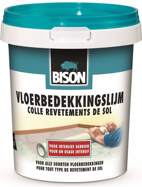 Bison gulvbelægning limspand 4 kg, færdiglim, permanent limning, gulvbelægning, tæppefliser, velegnet til gulvvarme, nem at bruge