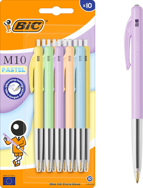 Bic - kuglepen - m10 pastel - 10 stk - blå blæk