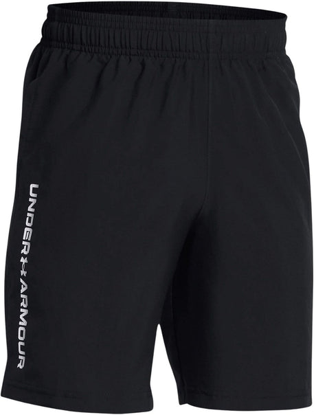 Under armour ua tech vævet ordmærke short-blk drenge sportsbukser - sort - hvid