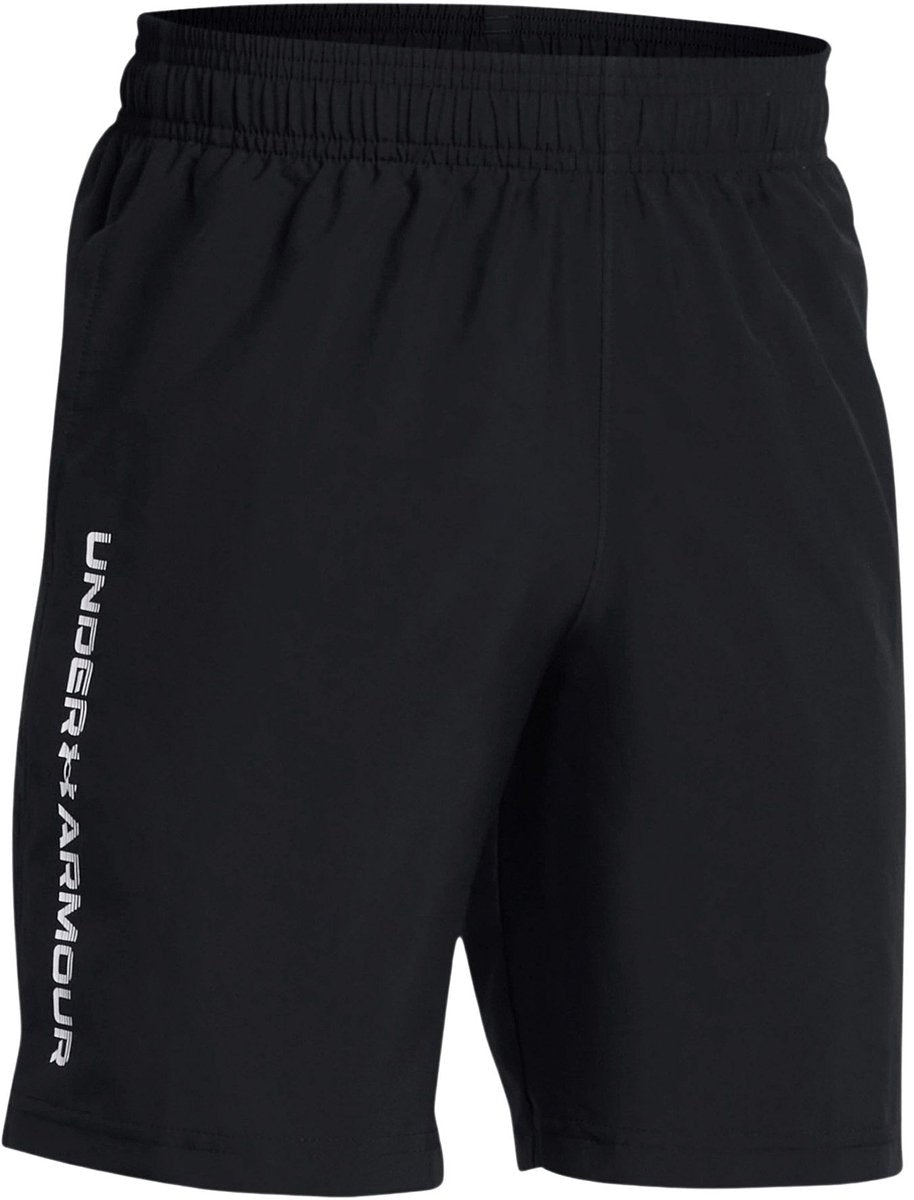 Under armour ua tech vævet ordmærke short-blk drenge sportsbukser - sort - hvid