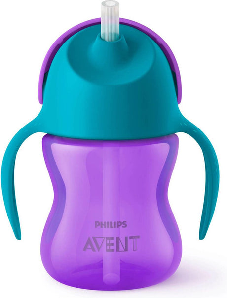 Philips avent drikkekop med sugerør - 9+ måneder - 1 stk - lilla blå - scf796 02