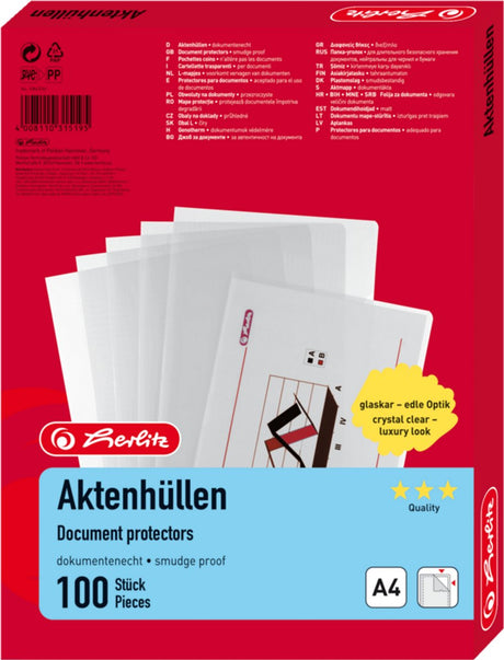 Herlitz filomslag - a4 - krystalklart - 100 stk.