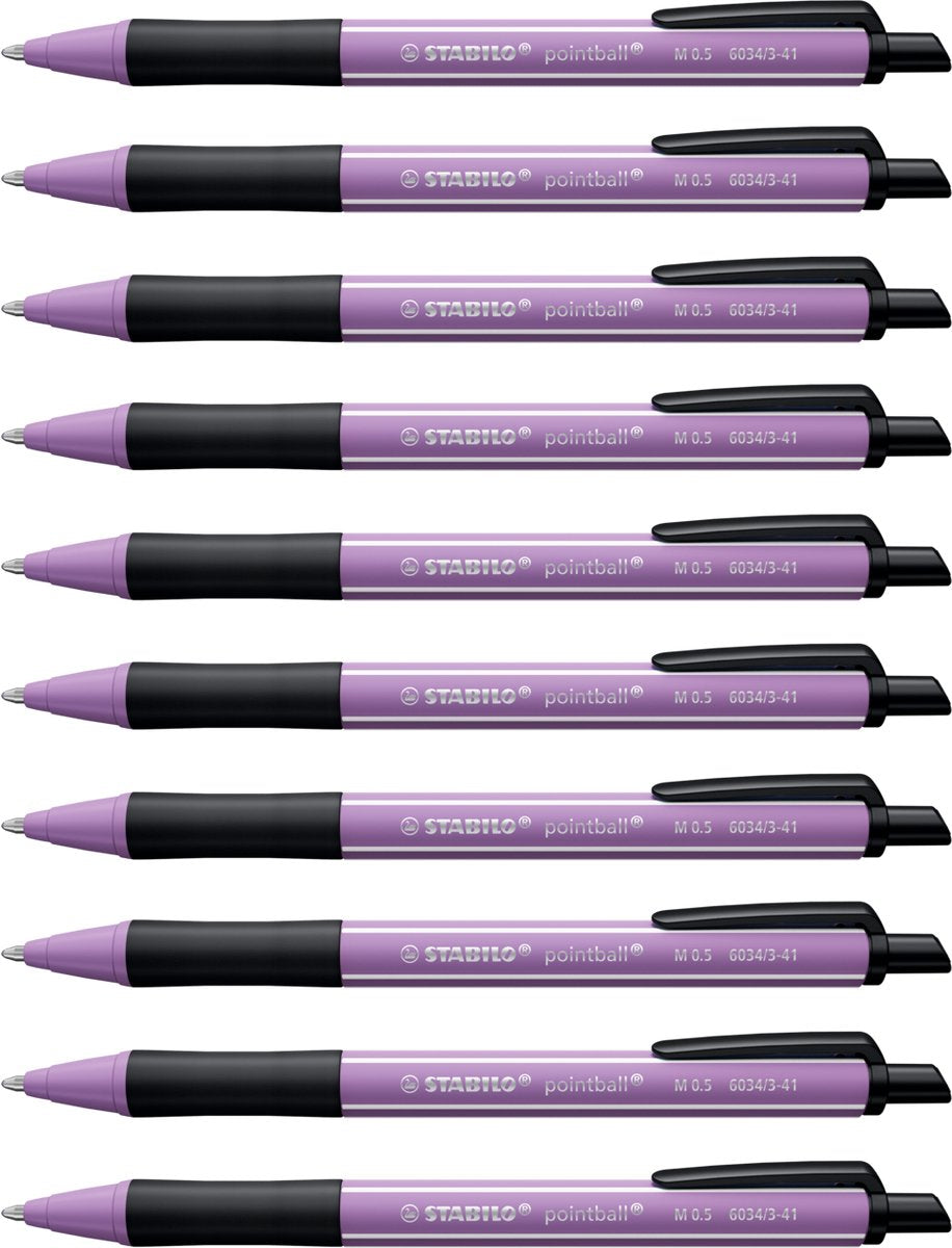 Stabilo pointball - kuglepen - naturecolors wildflower - genopfyldelig - grå violet - æske med 10 stk.