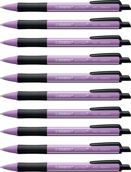 Stabilo pointball - kuglepen - naturecolors wildflower - genopfyldelig - grå violet - æske med 10 stk.