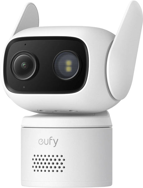 Eufy Security Wired Cam C31 - Hvid - Vippeovervågningskamera - Indendørs og udendørs - Dobbeltantenne - Farvenattesyn - Lokal opbevaring - Ingen månedlige gebyrer - IP66 - Vandtæt - AI-detektion af menneskekøretøjer - 24 7 Kontinuerlig optagelse