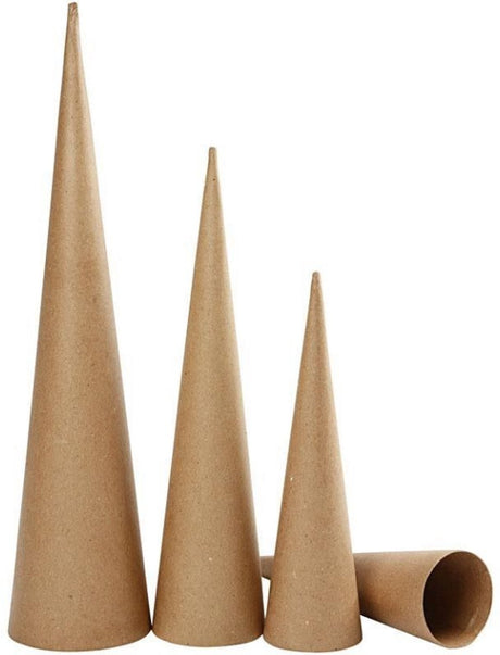 Creativ company høje kegler, h: 30-40-50 cm, d 8-9-11,5 cm, 3 stk 1 æske