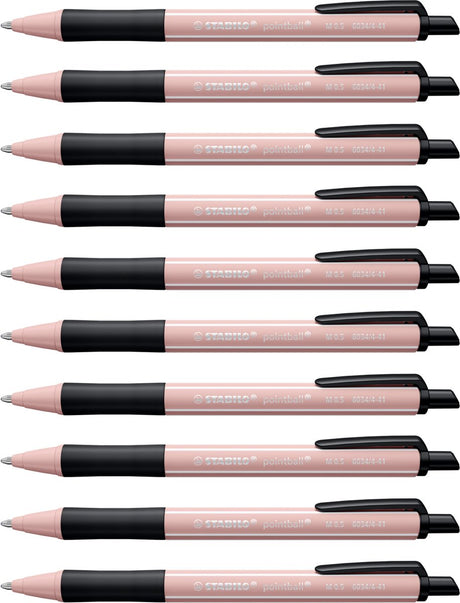 Stabilo pointball - kuglepen - naturecolors wildflower - genopfyldelig - blød pink - æske med 10 stk.