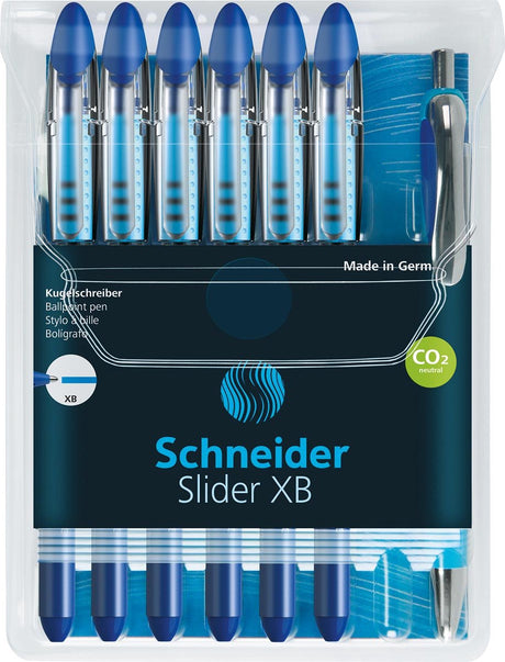 Schneider schrijfwaren schneider balpen - slider basic - xb - blauw - 6 stuks + 1x slider rave gratis - s-151277
