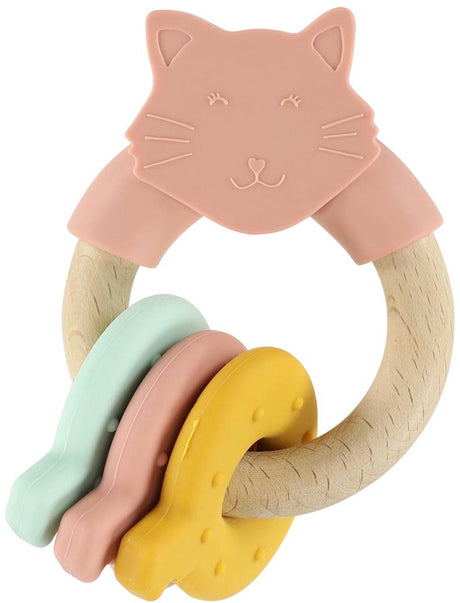 Trixie houten activiteitenring met silicone - mrs. cat - bijtspeelgoed - leuk als geboortegeschenkje