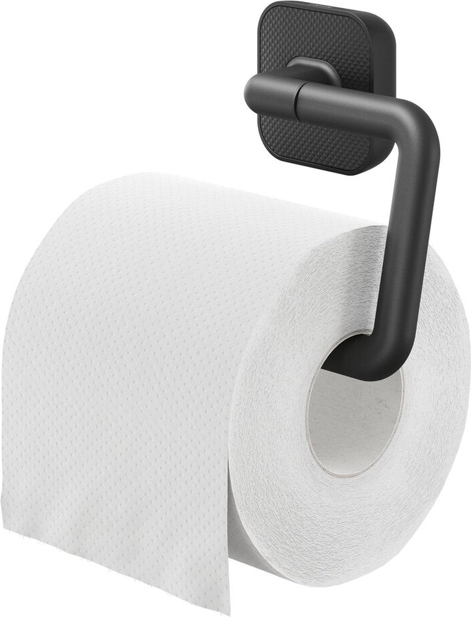 Tiger carv - wc rolhouder zonder klep - toiletrolhouder - zonder boren - boren of lijmen - zwart