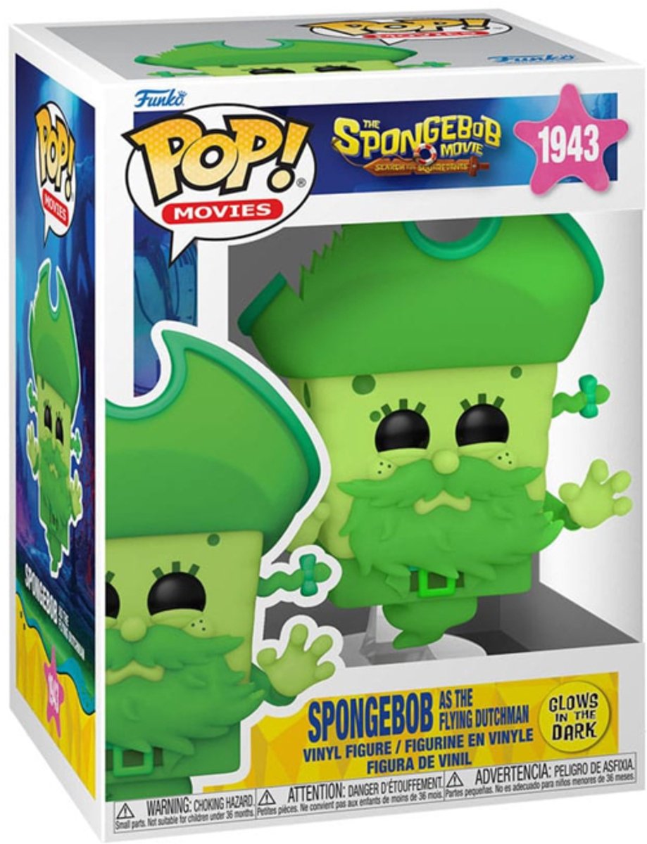 Funko svampebob schwammkopf svampebob-filmen - svampebob som den flyvende hollænder (glød-i-mørket) vinylfigur 1943 unisex pop! - neutral - standard