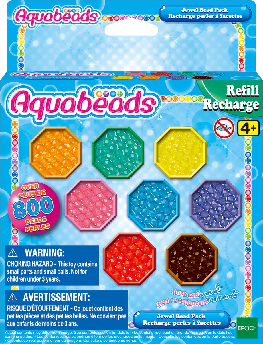 Aquabeads refill juvel perle pakke - 800 juvel perler i 8 farver