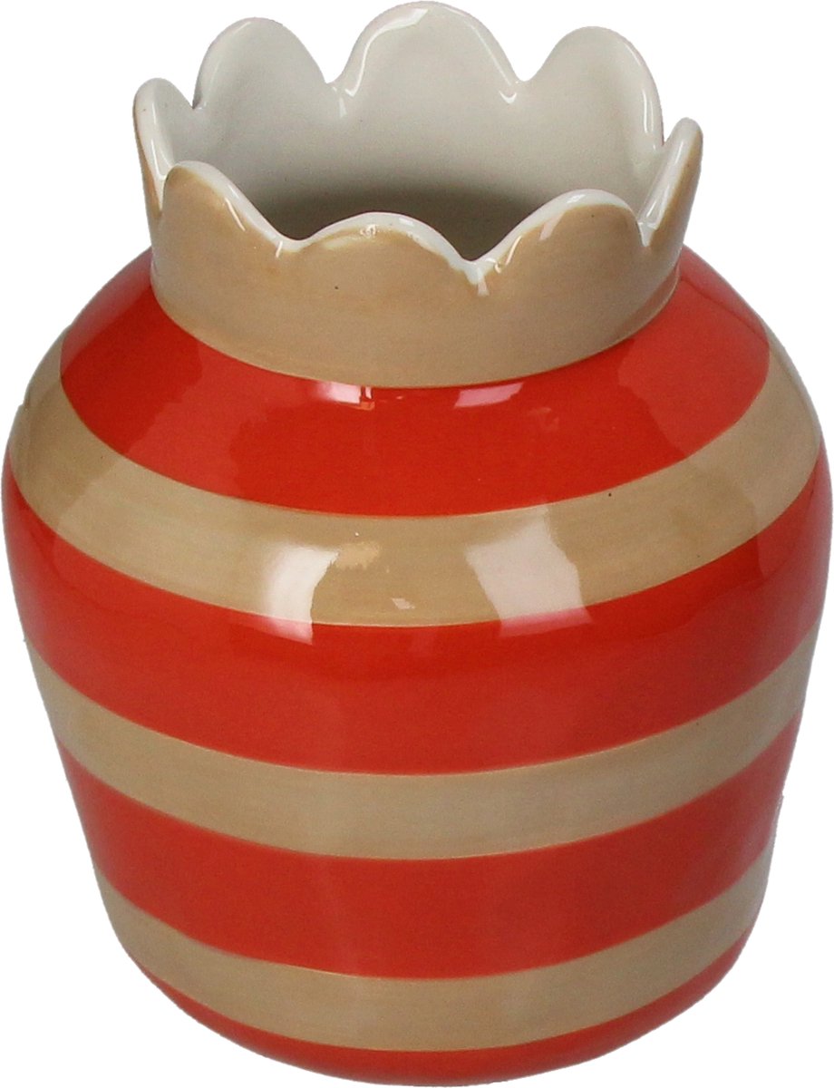 Hd collection vaas strepen aardewerk 14,3x14,3x17,5cm