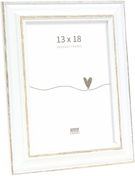 Deknudt rammer fotoramme s221h3 - hvid med brun accent - 13x18 cm