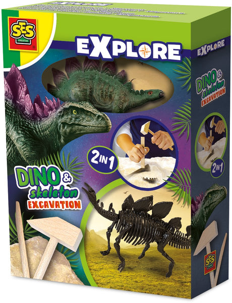 Ses kreative ses udforske dino og skelet grave op 2i1 - stegosaurus