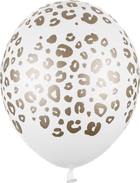 Partydeco - balloner hvide printpletter. (50 stk.)