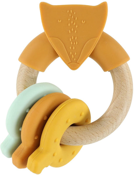 Trixie houten activiteitenring met silicone - mr. fox - bijtspeelgoed - leuk als geboortegeschenkje