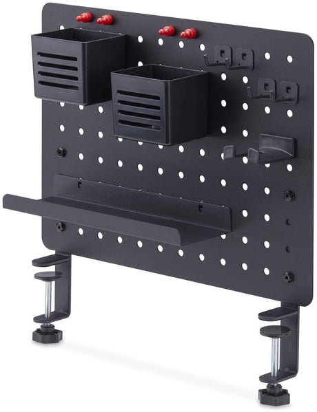 Startech .com stålværktøjstavle med tilbehør, 42 x 32cm, værkstedsindretning med klemmemontering, skrivebordsopbevaringssystem, sort