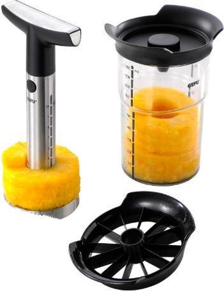 Gefu professional plus ananas udkerner 27,5 cm – inklusiv fræser og opbevaringsboks – rustfrit stål