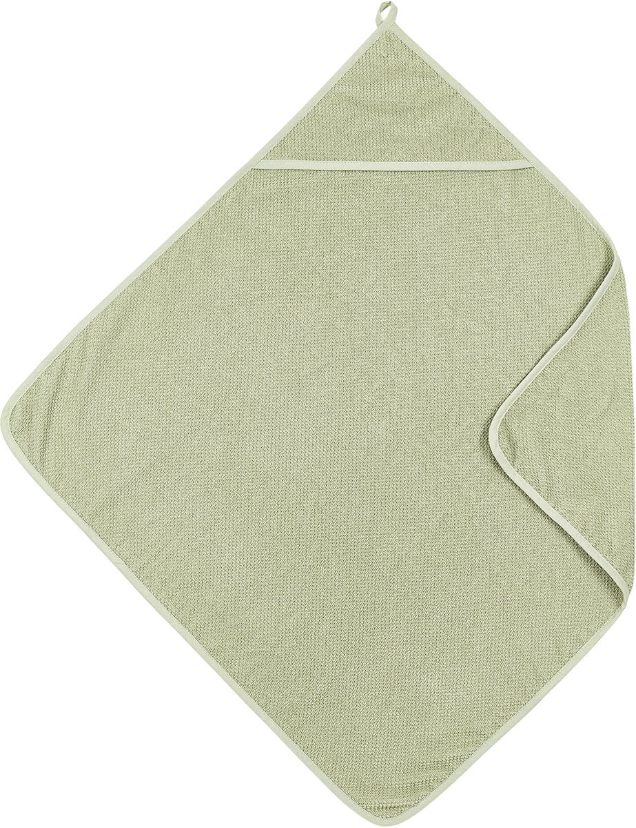 Meyco baby popcorn badekappe - blød oliven - 75x75cm