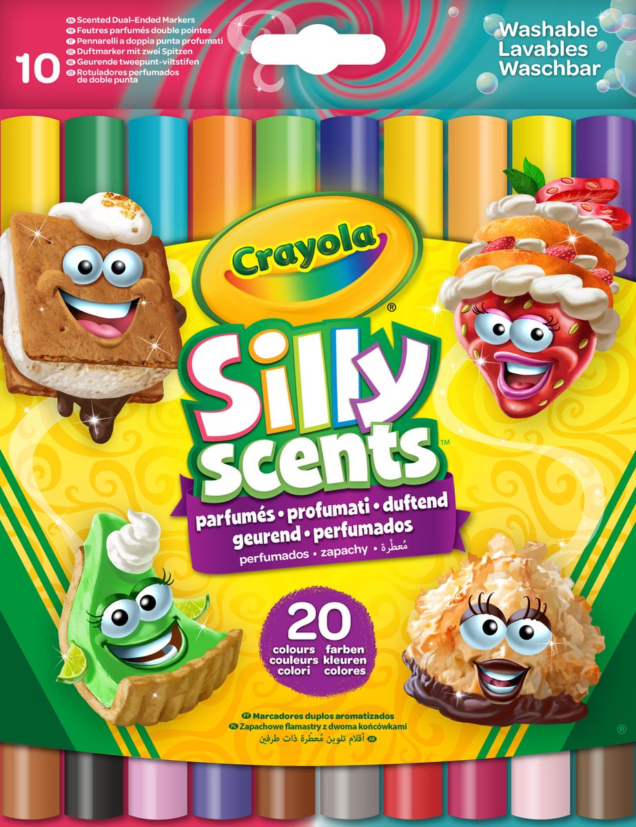 Crayola - fjollede dufte - tuschpenne - 10 dobbelte maxi-tip dufttusser - 20 farver - til børn