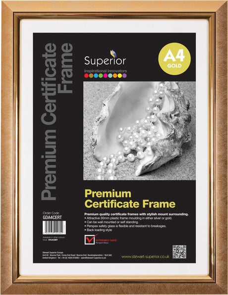 Seco fotoramme - a4 - 21 x 29,7 cm - guld - 30 mm ramme - se-gda4cert