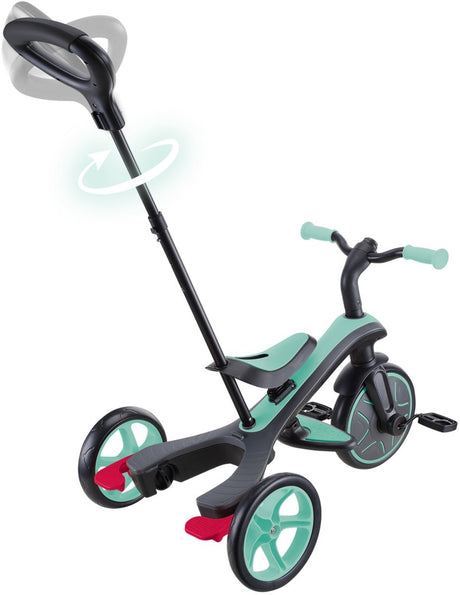 Globber trehjulet cykel - trike 4 i 1 i mint - mønt - 4i1 cabriolet - med skubbestang - fra 10 måneder til 5 år