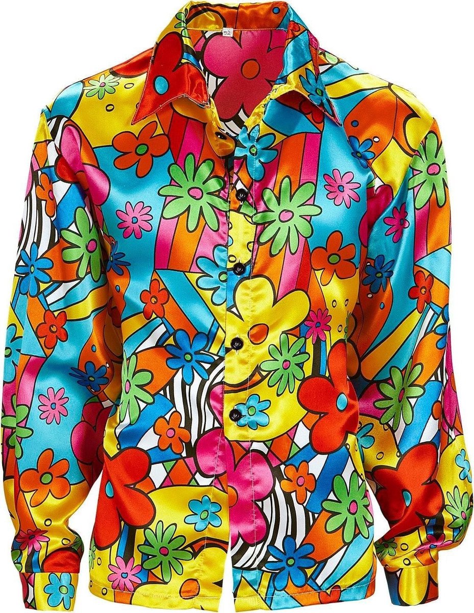 Finidi hippie bluse blomster herre