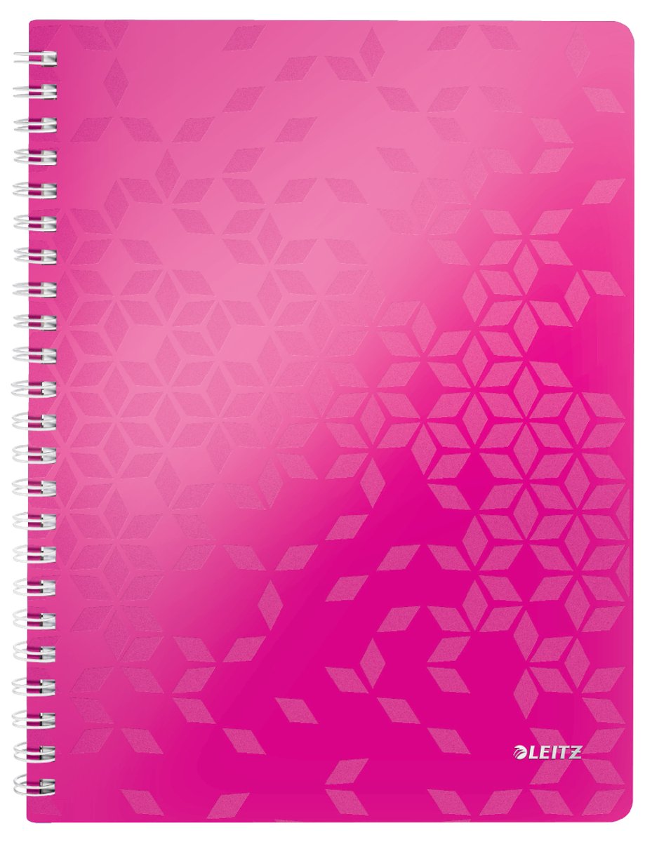 Leitz wow spiralindbundet A4 notesbog - 80 ark - linet - FSC certificeret - pink