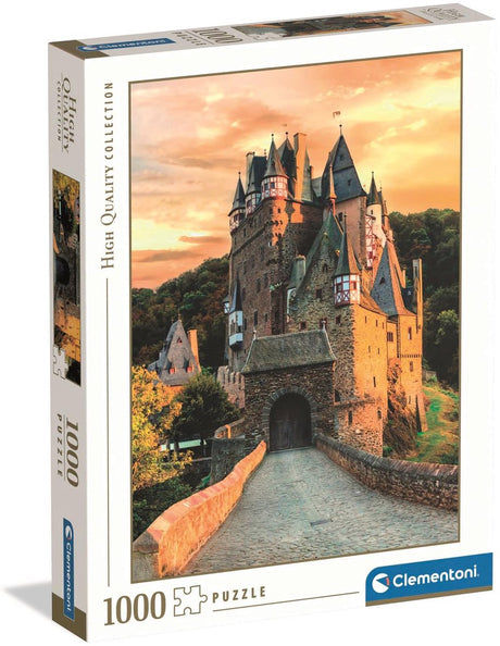 Ty Clementoni golden hour på Eltz slot - slot puslespil 1000 brikker voksne - puslespil HQC højkvalitets samling fra 12 år