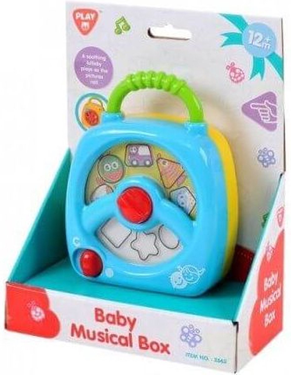 Playgo play babymusikdåse i plast med optræksmekanisme i flere farver.