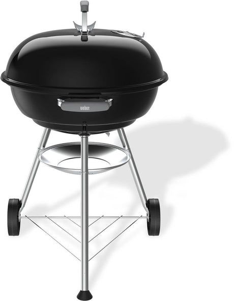 Weber kompakt elkedel - ø 57 cm grillstativ - kulgrill - sort - askeopsamlingsbakke - 2 slidstærke, vejrbestandige hjul - praktisk lågkrog - ridse- og rustbestandig