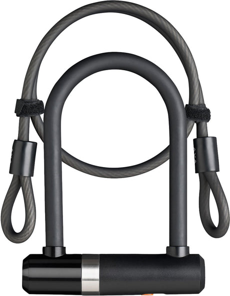 Axa Newton mini U-lås - 14 mm hærdet stål - 15 cm bøjle længde - inklusive 100 cm kabel - med rammeholder - sort