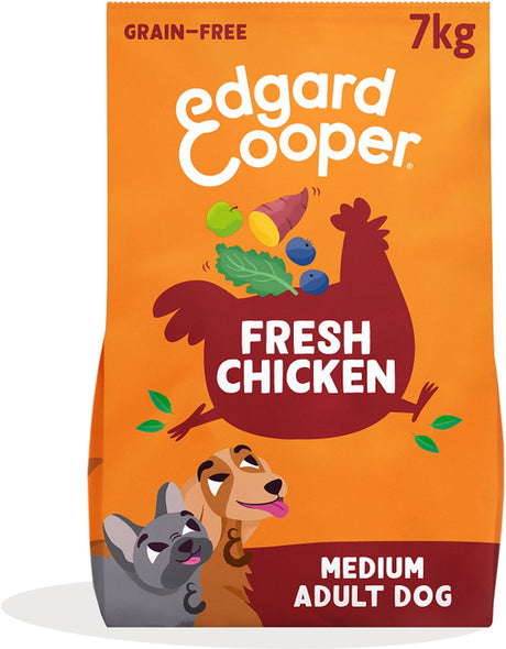 Edgard cooper voksen hundefoder til mellemstore hunde, frisk kylling, 7 kg, kornfri opskrift med naturlige ingredienser, perfekt fiberbalance
