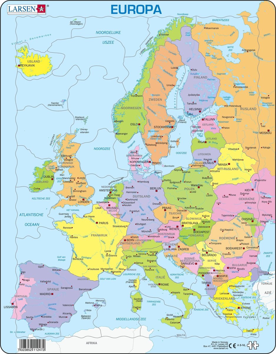 Larsen puslespil kort Europa, 37 stk.