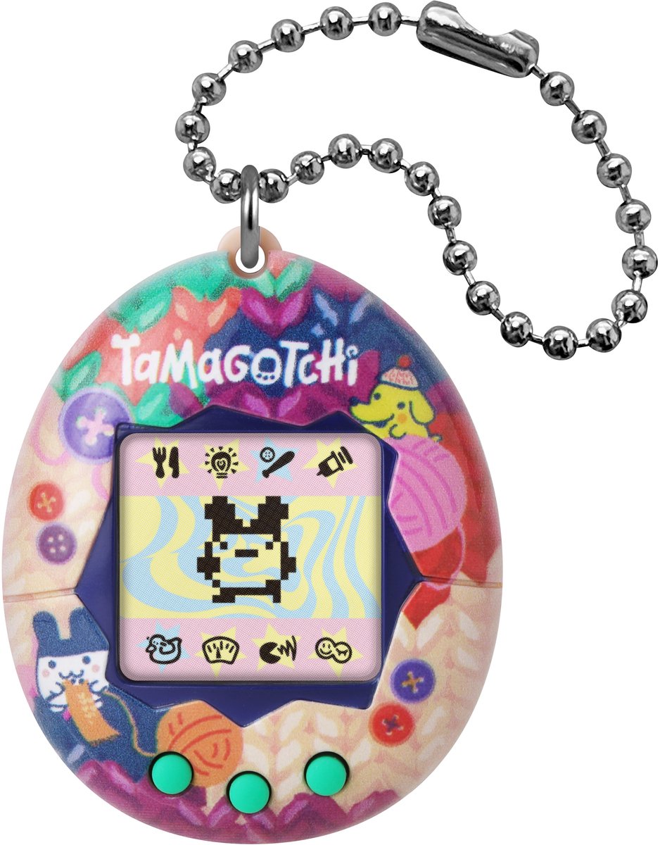 Bandai – Original Tamagotchi – Tama Syning – Interaktivt digitalt kæledyr med LCD-skærm på fransk, 3 knapper
