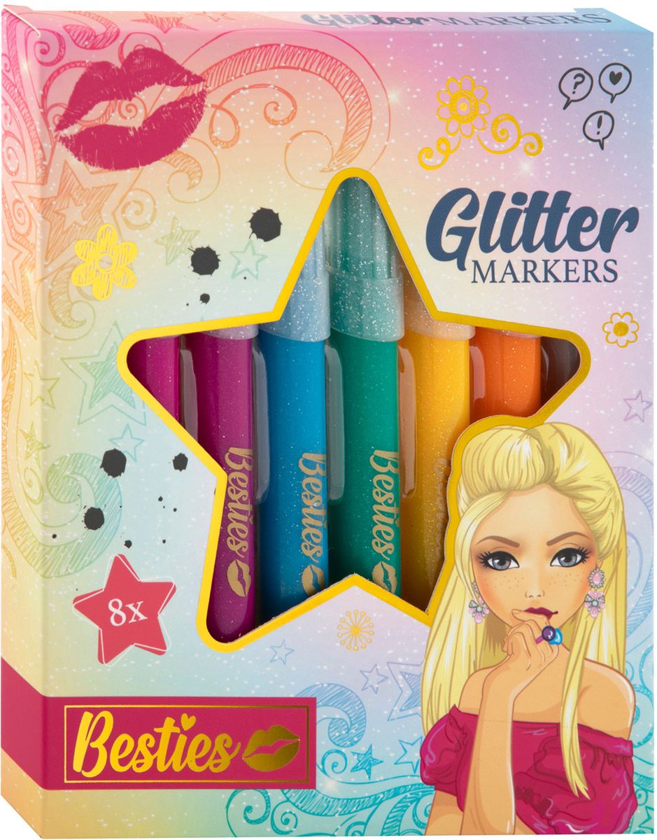 Grafix besties glitter tuschpenne, 8 stk.