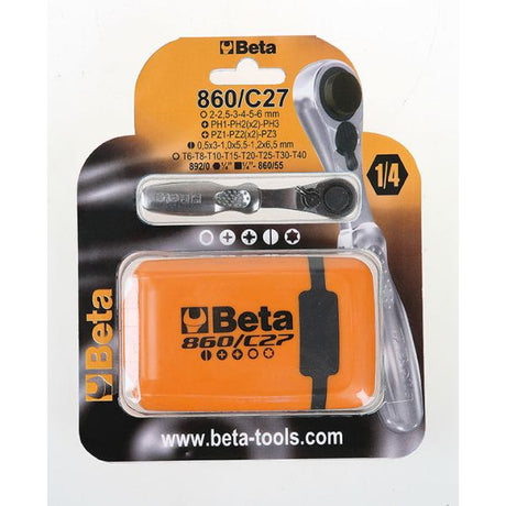 Beta Ratel Key Tools 860 C27 med skruebitset 27 -stykker i kassen