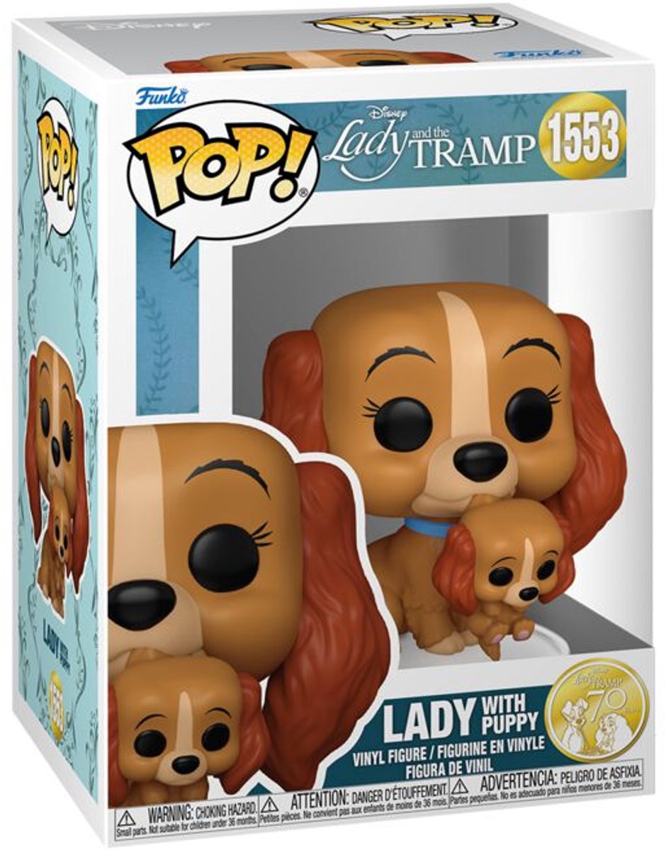 Funko dame og vagabonden med hvalpe vinyl figur 1553 pop! flerfarvet unisex