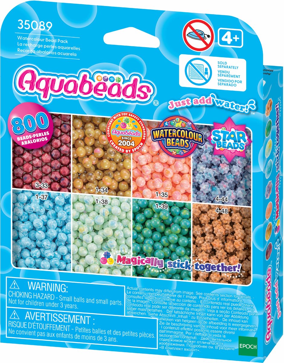 Aquabeads refill multicolor perle mix - flere farver i 1 perle - akvarel perler - 800 perler
