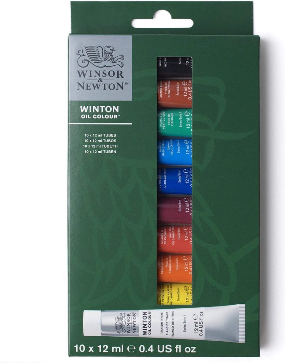 Winsor Newton 1490701 Winton oliemalingssæt – 10 × 12 ml – Oliemaleri til begyndere og kunstnere – begyndersæt