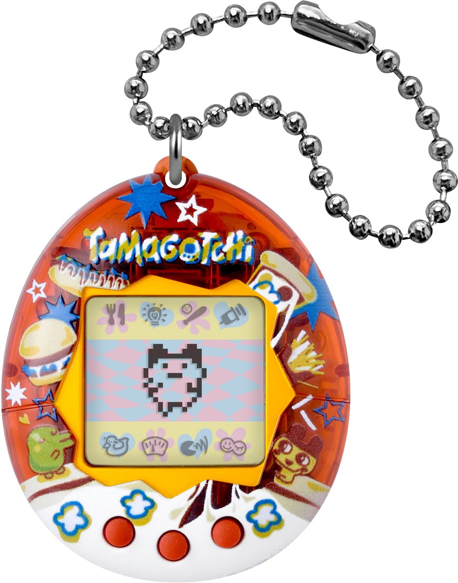 Bandai – Original Tamagotchi – Yummy – Interaktivt digitalt kæledyr med LCD-skærm på fransk, minispil – gaveidé