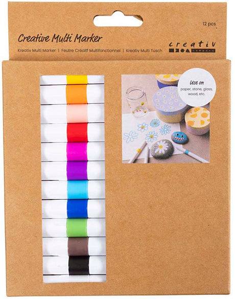 Creativ company creative multimarkør, stregbredde 4 mm, forskellige farver, 12 stk. 1 æske