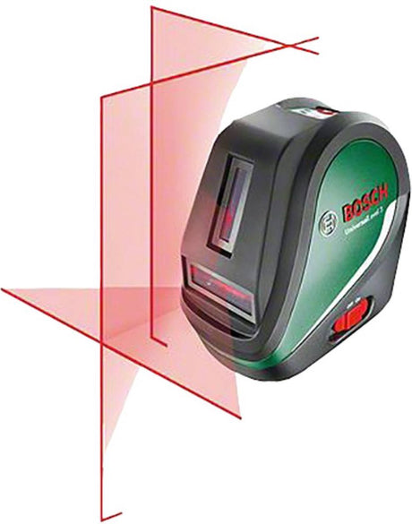 Bosch universalvel 3 - krydslinjelaser - lod over og under - inklusive batterier - opbevaringstaske