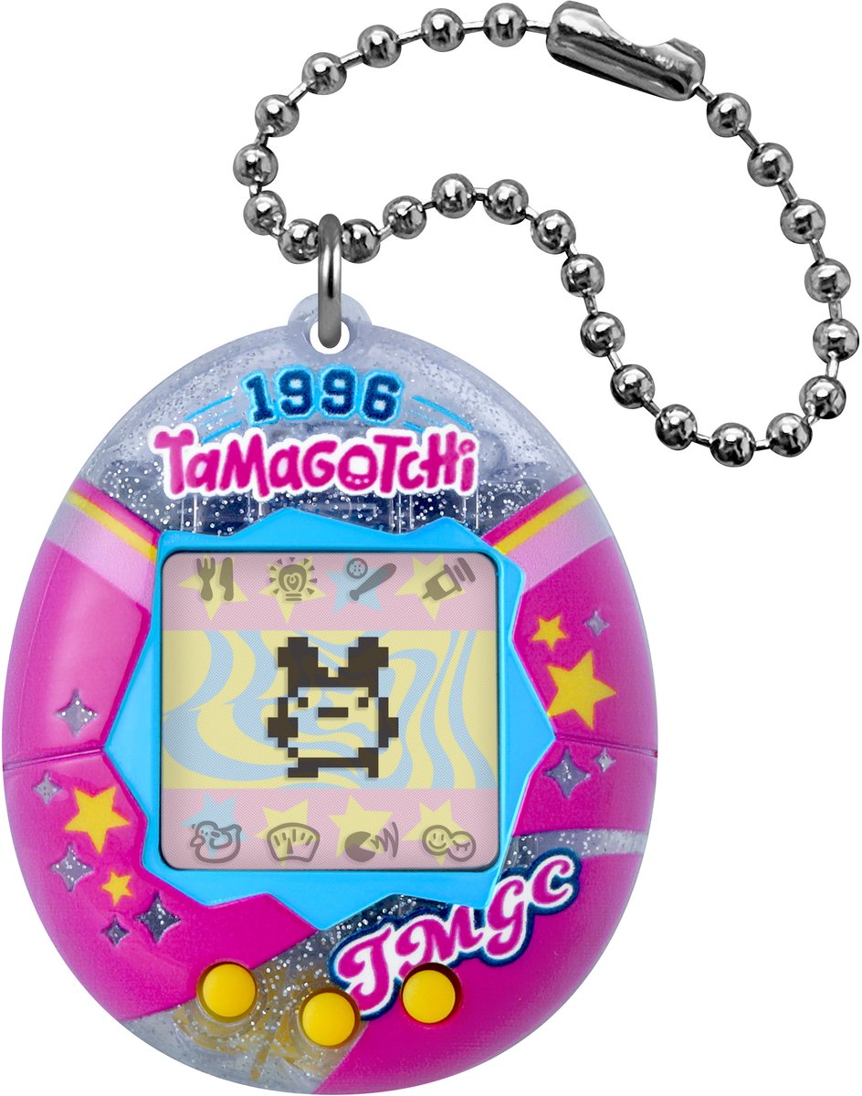 Bandai – Tamagotchi Original – College Sweat – Interactive Animal LCD-skærm på fransk, minispil – Gaveidé Virtuelt dyrespil – Tamagotchi Pink og Silver – Børnelegetøj 8 år og + – 46175