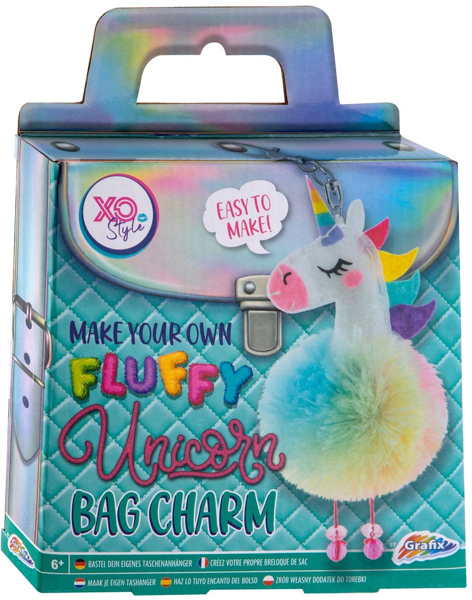 Grafix enhjørning håndværkssæt - lav din egen fluffy vedhængsnøglering.